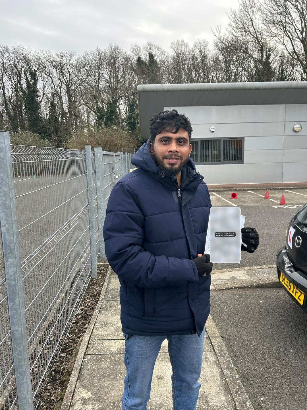 A learner holding a privacy-protected driving test certificate
